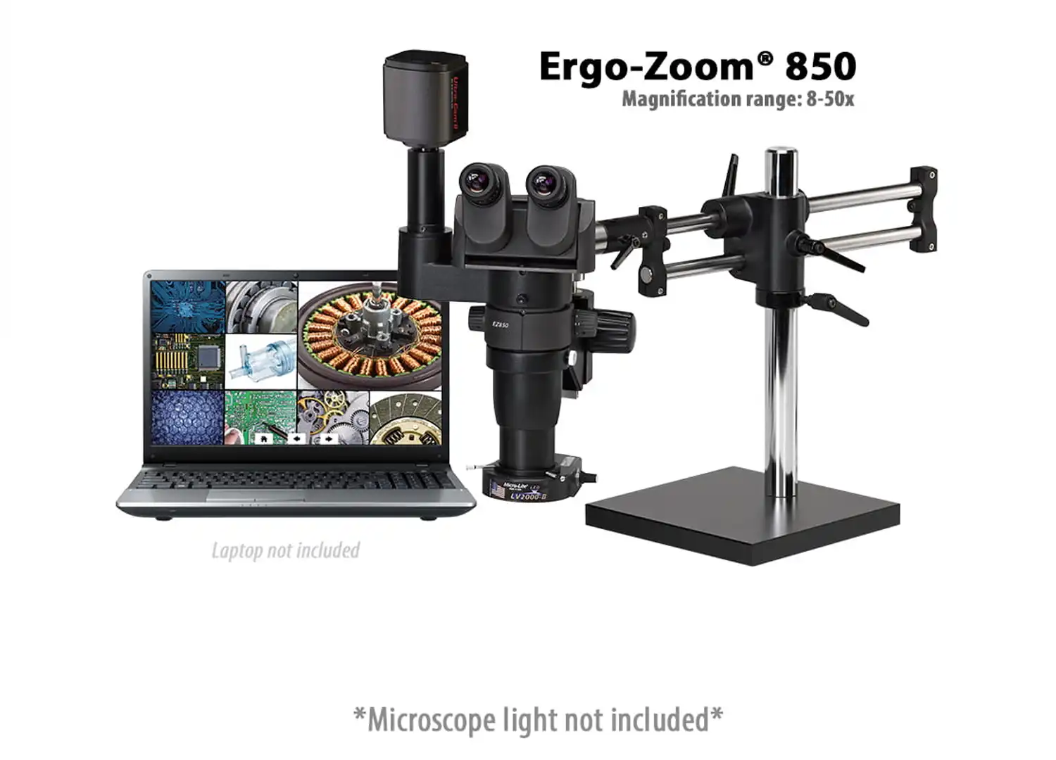 Ergo-Zoom 850 – 6 MP Digital Trinocular Microscope on Ball Bearing Base – ESD Safe
