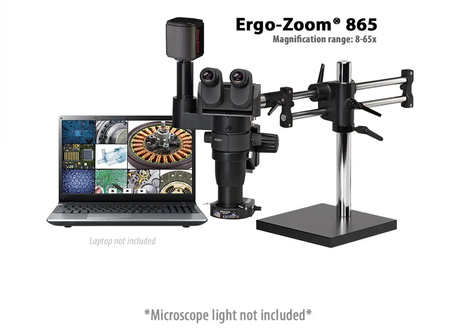 Ergo-Zoom 865 – 6 MP Digital Trinocular Microscope on Ball Bearing Base – ESD Safe