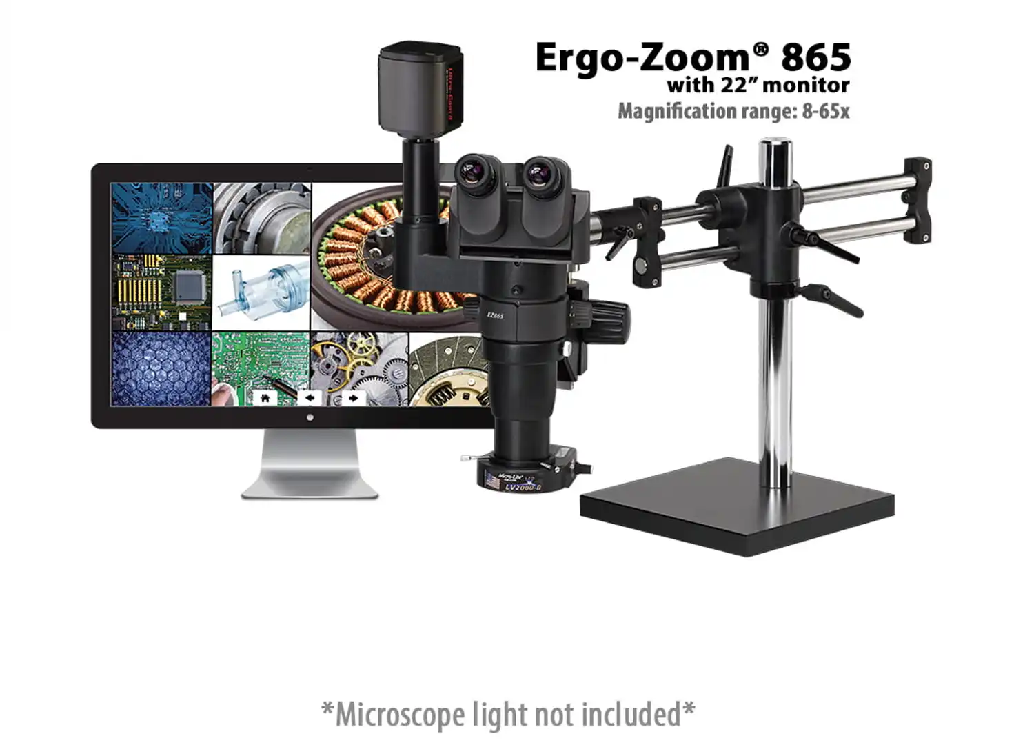 Ergo-Zoom 865 – 6MP Hybrid HDMIUSB Digital Trinocular on Ball Bearing Base with 22″ LED Screen – ESD Safe