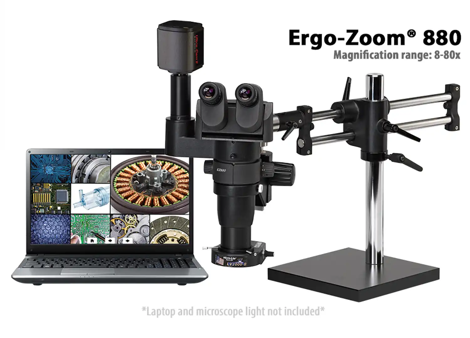 Ergo-Zoom 880 – 6MP Digital Trinocular Microscope on Ball Bearing Base – ESD Safe