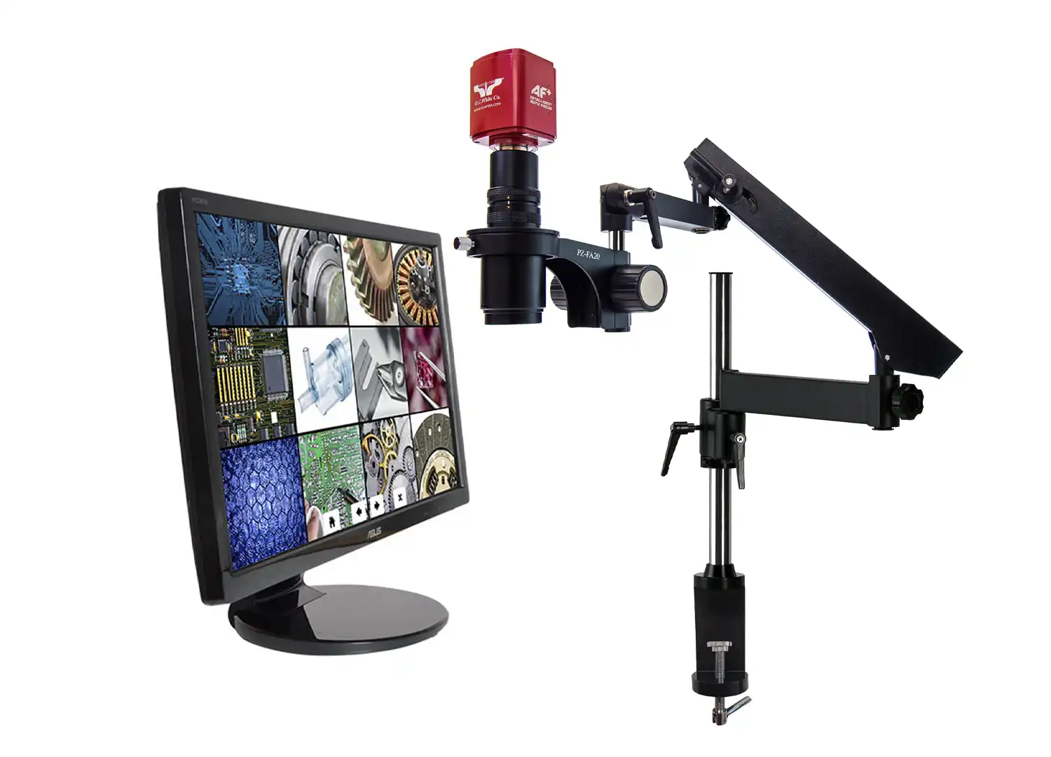 MacroZoom AF+ Intelligent Auto Focus Digital Microscope System – 22″ LCD Monitor – Articulating Arm Base