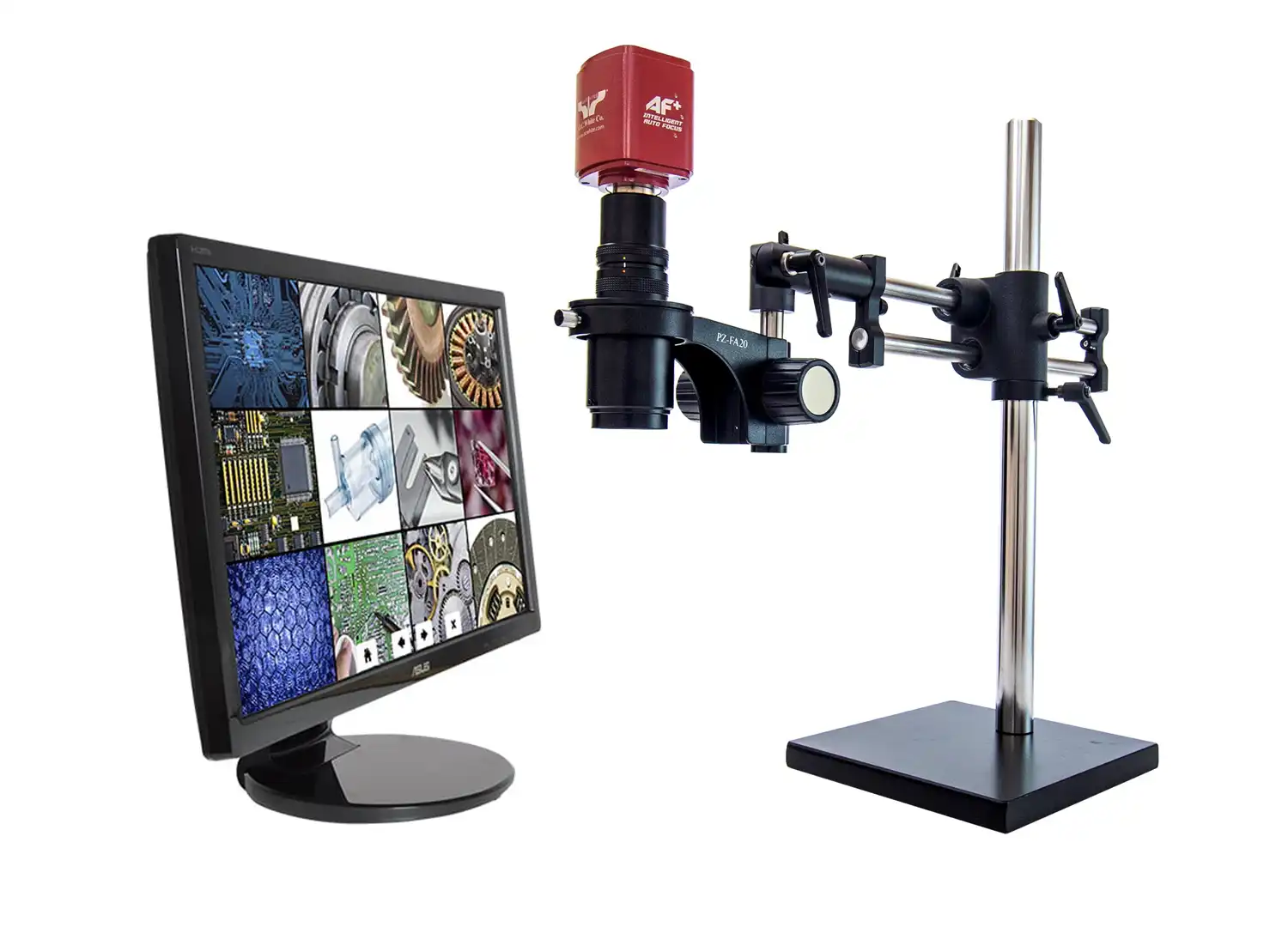 MacroZoom AF+ Intelligent Auto Focus HD Digital Microscope System – 22″ LCD Monitor – Ball Bearing Base