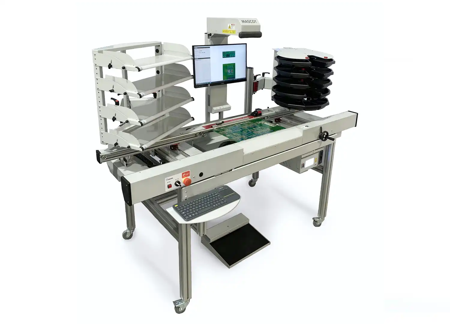Robotas Mascot Clinch Conveyor Electronics Lean manufacturing for PCBA hand assembly